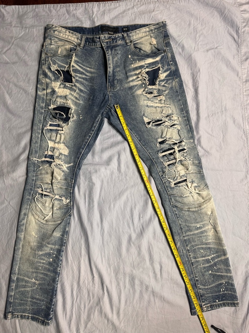 Decibel Slim Fit Distressed Light Blue Skinny Jeans for Men - Picture 7 of 11